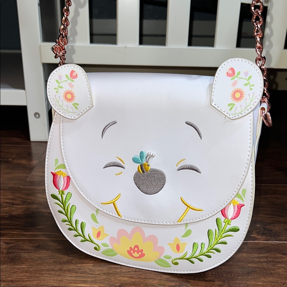 White Floral Winnie the Pooh Crossbody Loungefly Bag